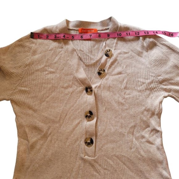 XL Joe Fresh Long Sleeve Henley Sweater with Tortoise Shell Buttons - Picture 4 of 8